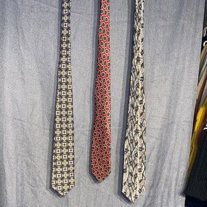 Elegant Patterned Ties Set - Red, Blue, Cream